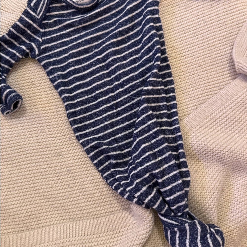 aden + anais Navy Blue and White Striped Baby Gown